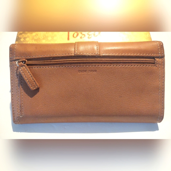 Vtg Fossil Trifold Clutch Long Wallet Checkbook - Picture 4 of 16